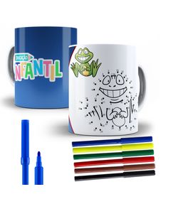 Caneca infantil Luccas Neto e Giovanna para colorir