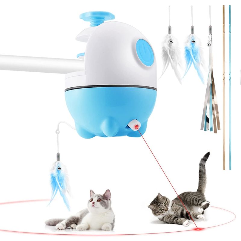 Biilaflor Brinquedo Automático 2 em 1 para Gatos 360 de Rotação