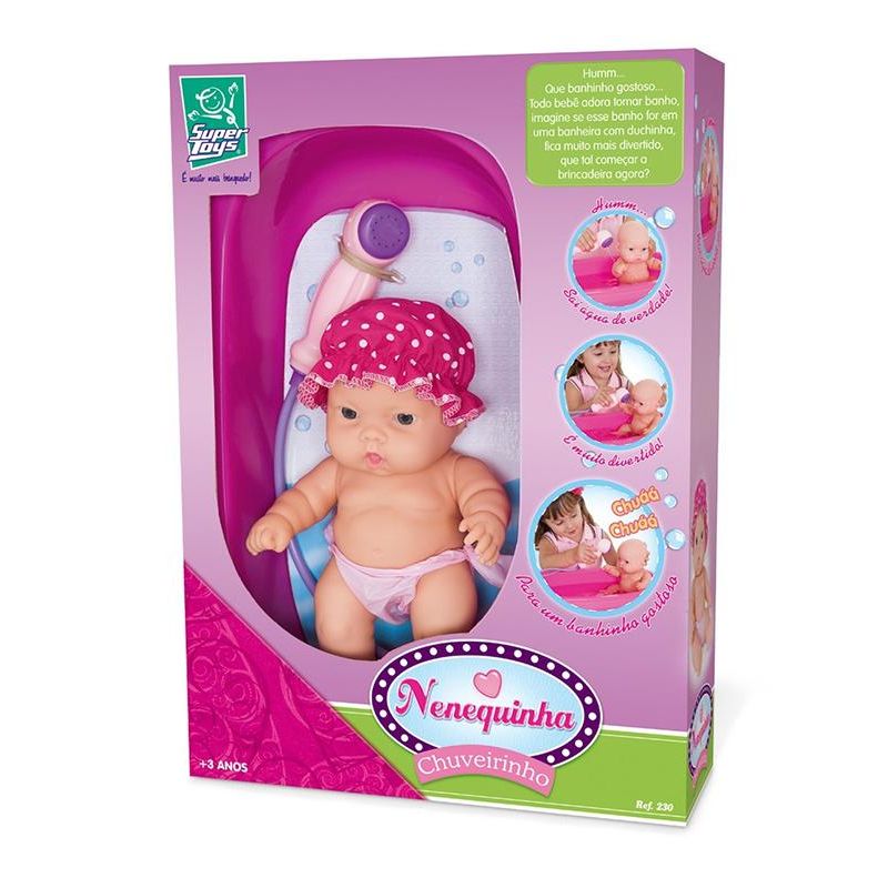 Boneca Nenequinha Hora do Banho - Super Toys - Livraria e