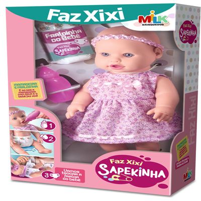Boneca Bebê - Sapekinha - Faz Xixi - Vestido Sortido - Milk Brinquedos -  PBKIDS Mobile