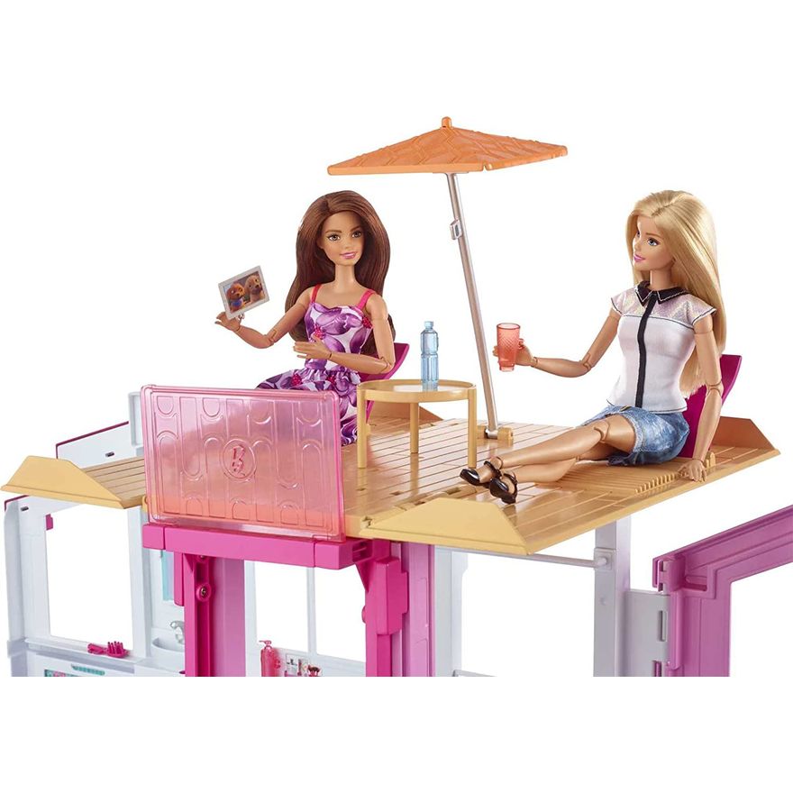 Barbie Casa de Bonecas com 75 Acessórios 3 Andares Piscina e Escorregador  para Crianças a partir de 3 anos - Ri Happy