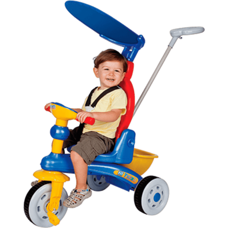 Triciclo Motoca Infantil Com Empurrador Removível - Azul em