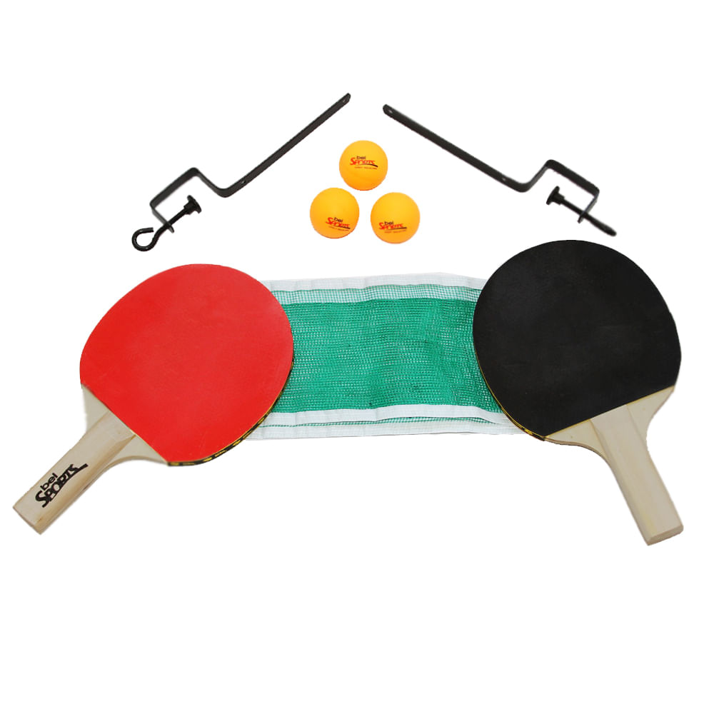 conjunto de ping pong raquetes com bolinhas e rede bell fix 485500 Frente