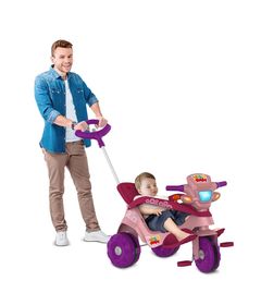 TRICICLO INFANTIL MOTOBAN PASSEIO PREMIUM ROSA - BANDEIRANTES -836