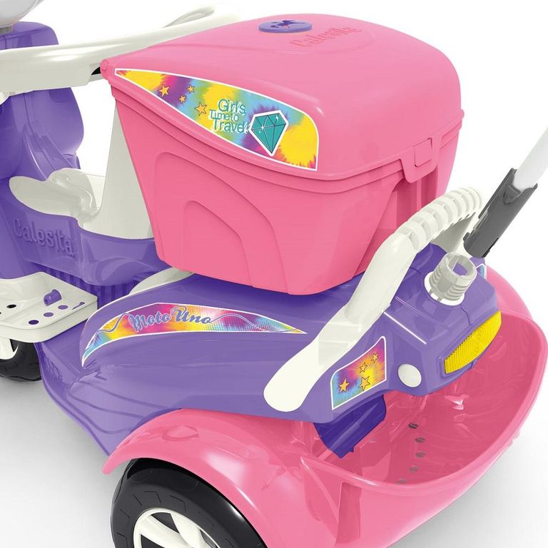 Triciclo de Passeio e Pedal - Moto Uno - Rosa - Calesita