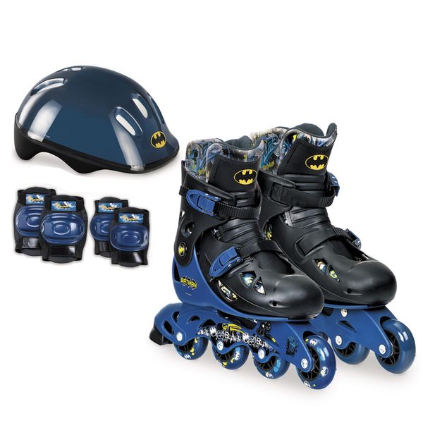 Patins Batman DC Comics 37/40 Fun Preto,Cinza,Azul Patins Ajustável com Acessórios - DC Comics - Batman - 37 a 40 - Fun