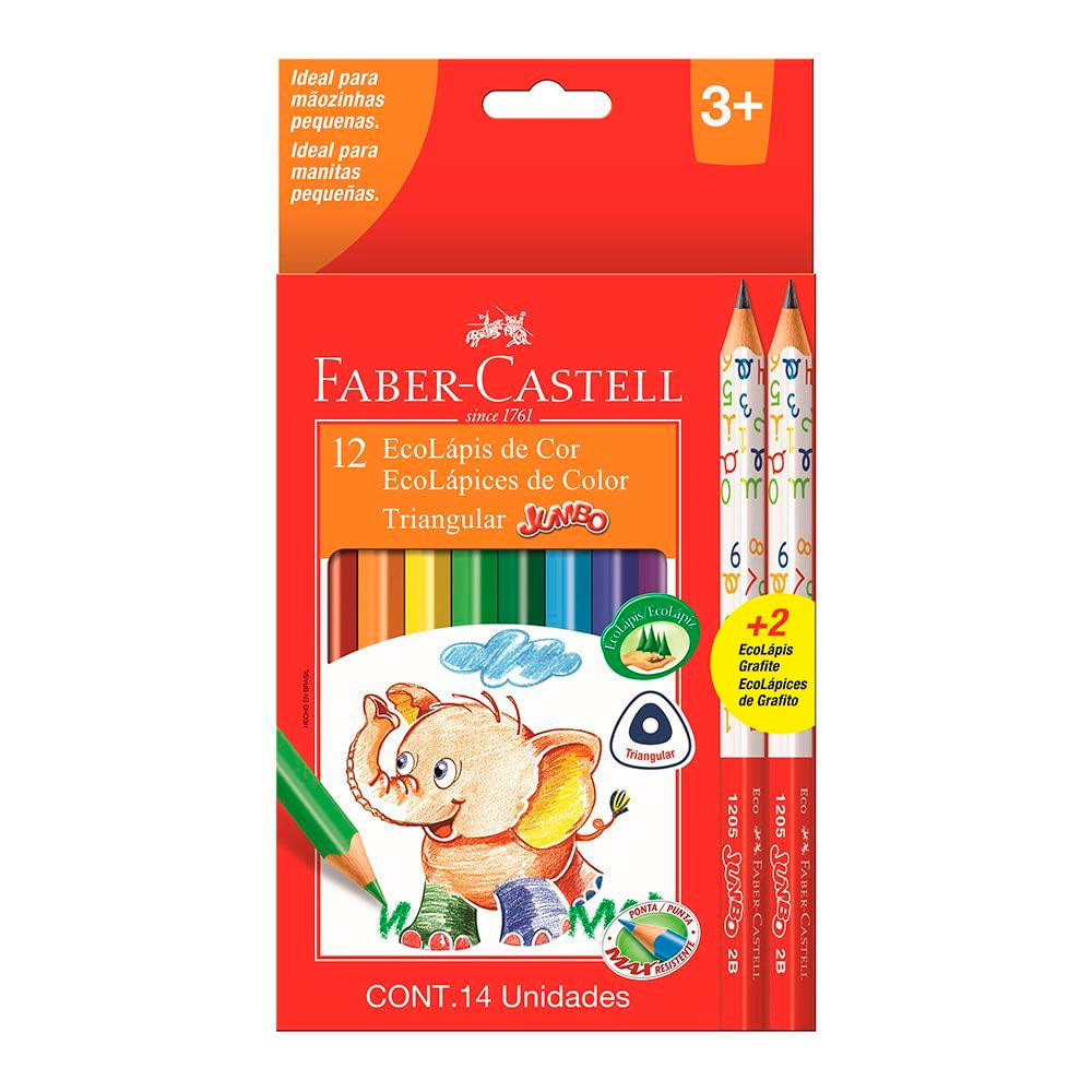 Festa de Dia das Crianças: descubra como organizá-la! 5 Lapis de Cor e Lapis Preto Nº B2 Ecolapis Triangular Jumbo 12 Cores Faber Castell