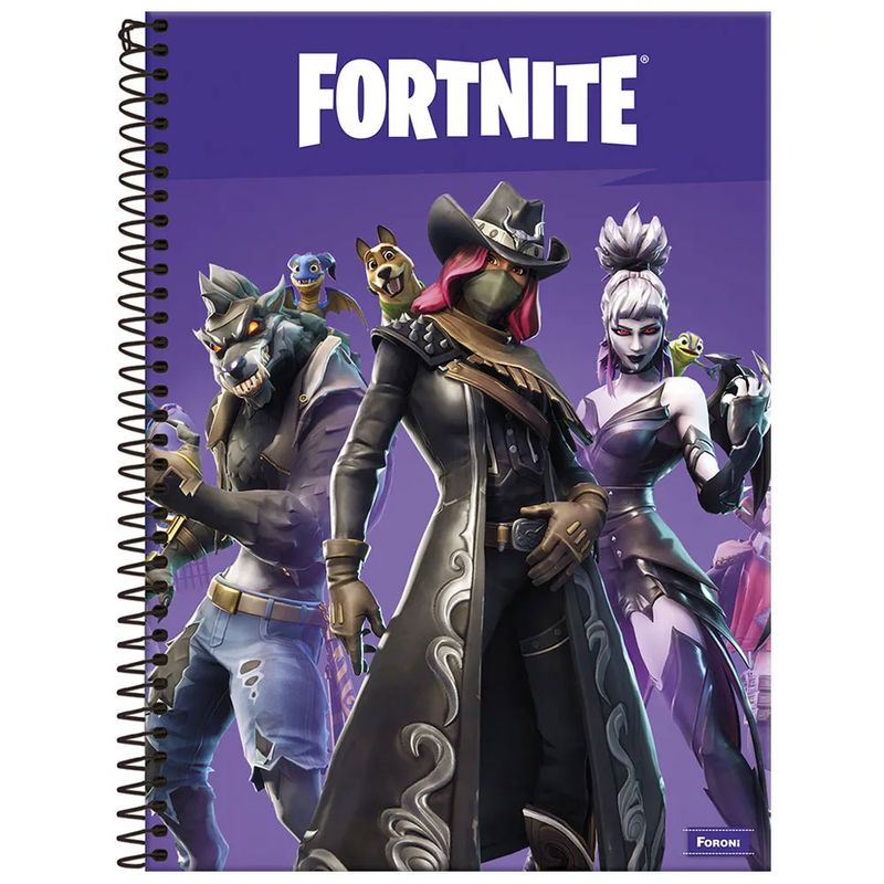 cadernos de espiral capa dura universitario - capa de canal fortnite