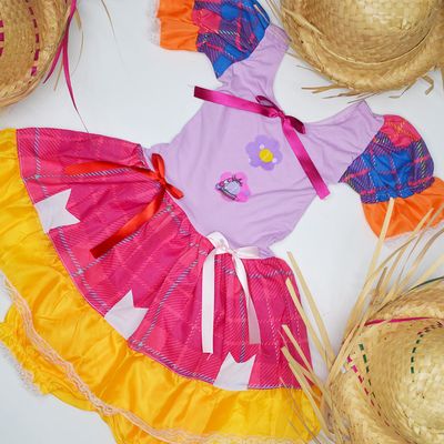 Vestido Infantil Festa Junina São João Caipira Com Chapéu M - Ri Happy