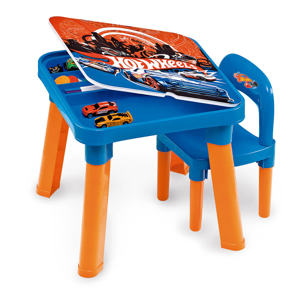 mesa infantil com cadeiras hot wheels barao 6927 0 Frente