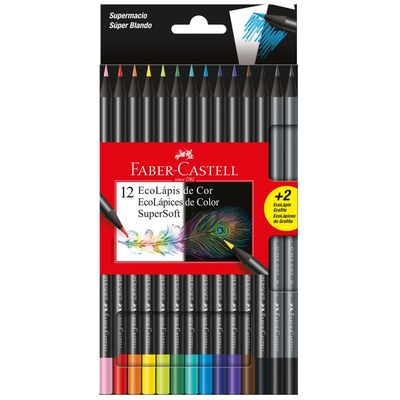Lápis de Cor e Grafite - EcoLápis Supersoft - 12 Cores + 2 Grafites - Faber-Castell Lápis de Cor e Grafite - EcoLápis Supersoft - 12 Cores + 2 Grafites - Faber-Castell