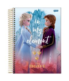 caderno-universitario-espiralado-capa-dura-15-materias-frozen-2-anna-e-elsa-in-my-element-300-folhas-jandaia-58592-20_Frente