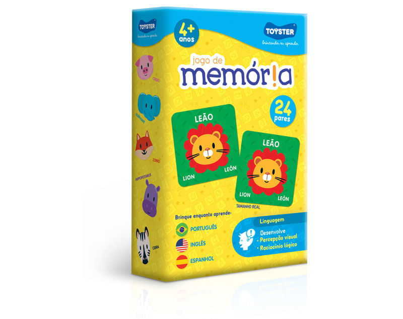 Jogo Jogo da Memória Toyster Memória 3 Idiomas Português, Inglês e Espanhol