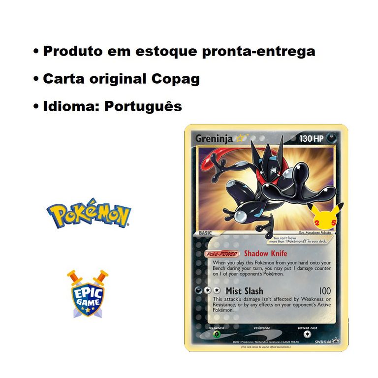 Greninja Star Promo Celebrações Pokémon Carta Em Português - Lista Kids  Todo Cartoes