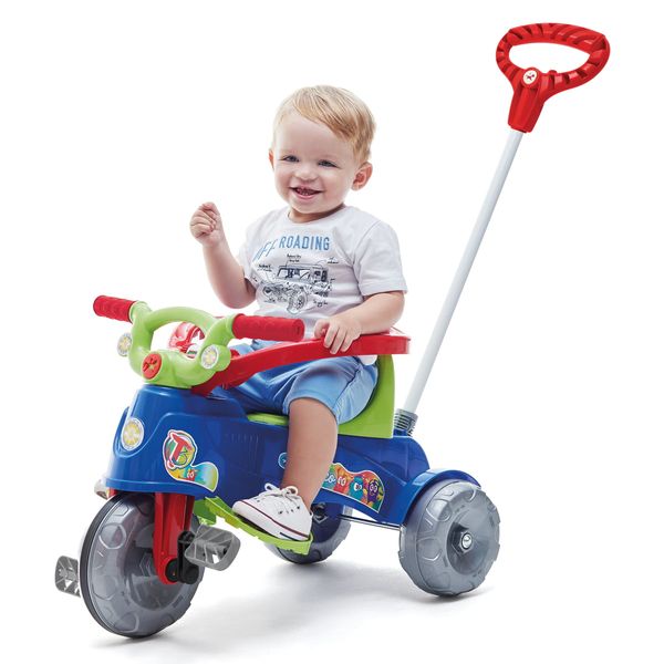 Triciclo - Tate-Tico -Empurrador/Pedal - Azul Triciclo de Passeio e Pedal com Empurrador Tate-Tico