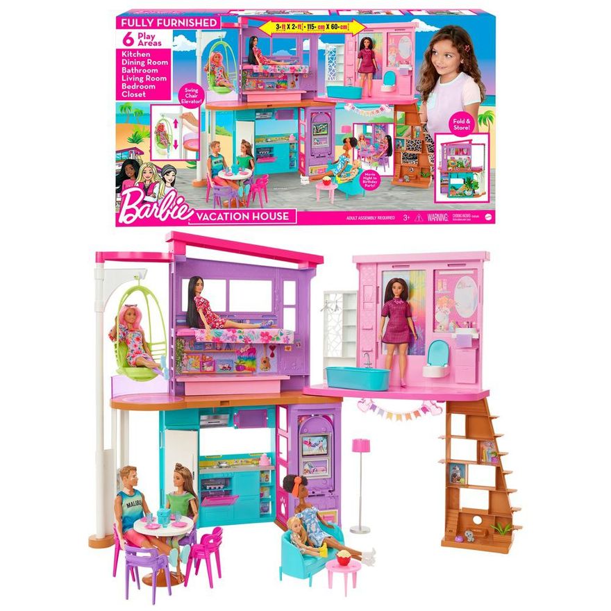 Playset Barbie Mattel Casa de Férias Malibu HCD50 - Ri Happy