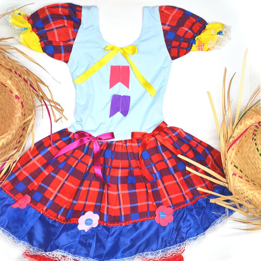 Vestido Infantil Festa Junina São João Caipira Com Chapéu M - Ri Happy