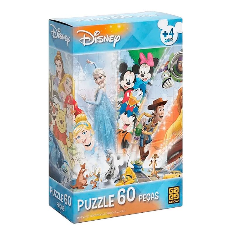 Jogo Quebra Cabeca Puzzle 60 Pecas Disney +4 Anos Grow - Ri Happy