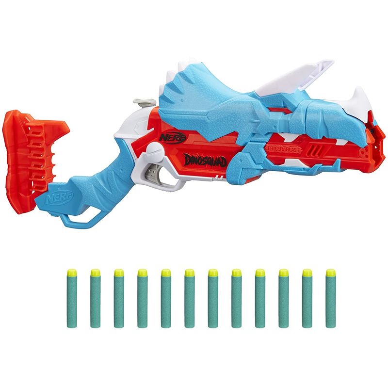 Nerf Dinosquad Dinossauro Dino Tricera-blast Com 12 Dardos - Ri Happy