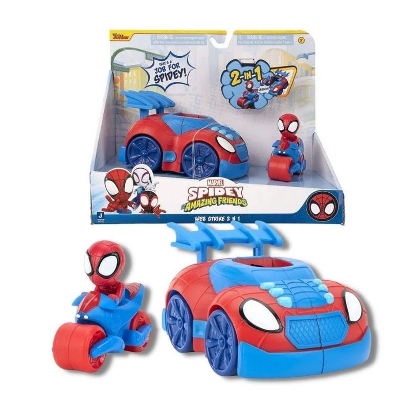 Marvel, Boneco Homem-Aranha e Carro-Aranha Spidey, Azul