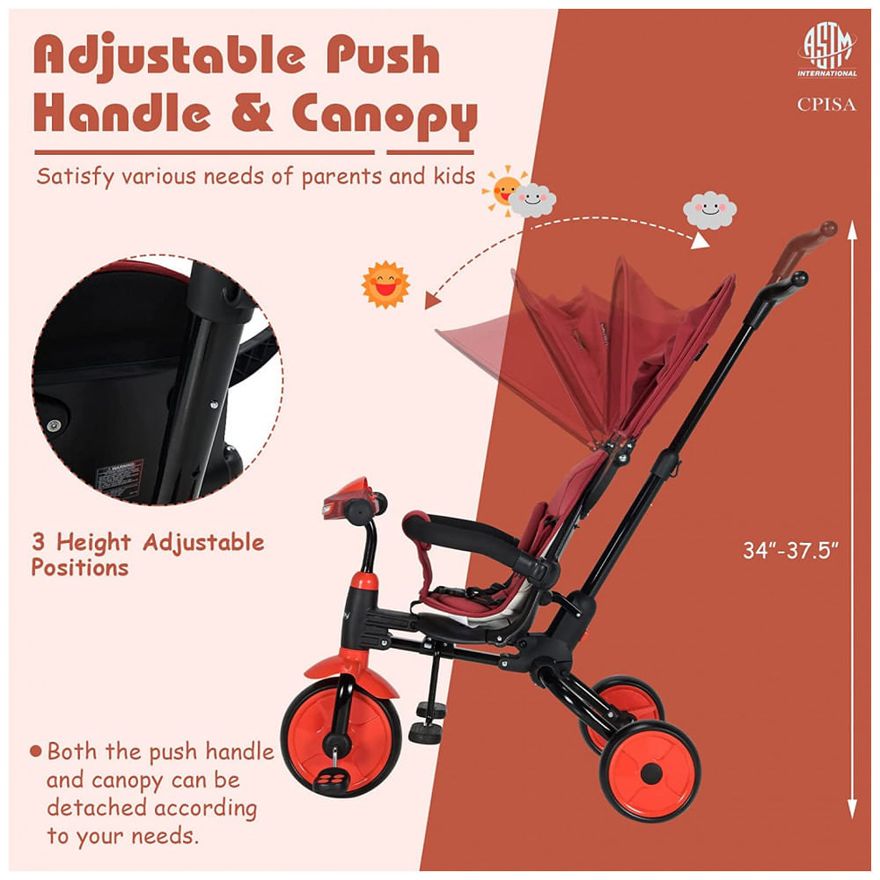 BABY JOY Triciclo Infantil para Passeio com Assento Ajustavel 7