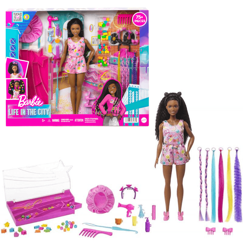 Boneca Barbie Brooklyn Penteados Divertidos 5+ HHM39 Mattel - Ri Happy