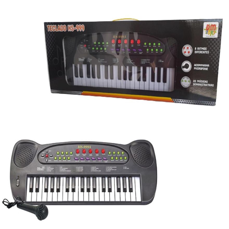 TECLADO MUSICAL INICIANTE 37 TECLAS C MICROFONE INFANTIL - Ri Happy