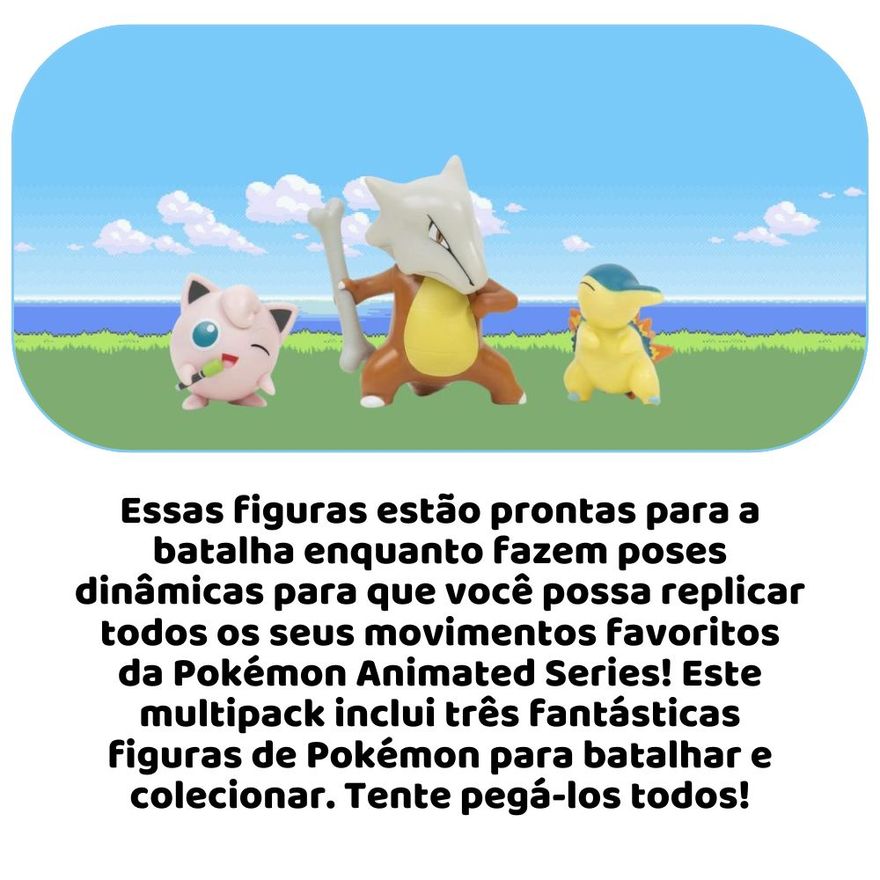 Figuras de Ação - Pokémon - Cydaquil - Jigglypuff - Pikachu