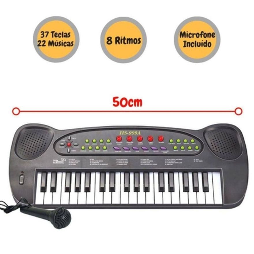 Piano Eletrônico Teclado Infantil Com Microfone Suporte Verde - Ri Happy