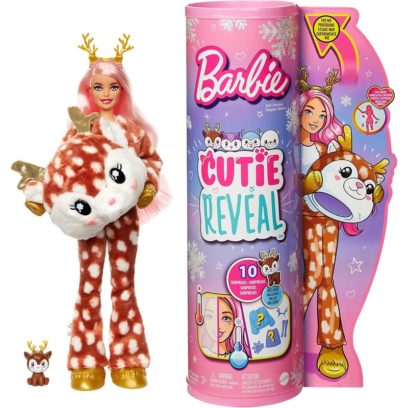 Boneca Barbie Cutie Reveal 10 Surpresas com Mini Pet e Fantasia de Corça  Hjl61 - Ri Happy