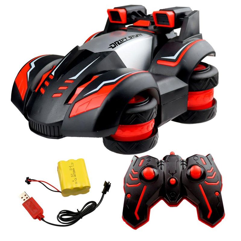 Carrinho de Controle Remoto Drift 360 Graus Manobras Radicais Iradas Luzes  Recarregável Vermelho +3 Anos - DM Toys - Ri Happy