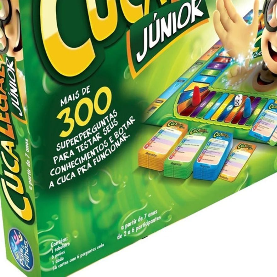 Cuca Legal Junior Jogo Tabuleiro 300 Perguntas Brinquedo Infantil Jogar em  Família Amigos