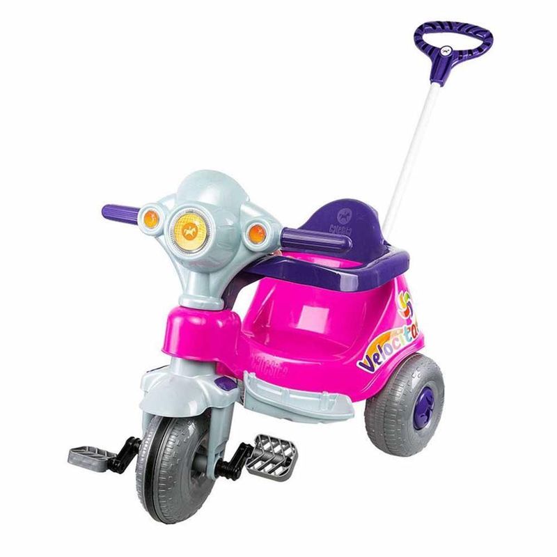 Triciclo Infantil Motoca Minnie para Passeio com Empurrador e