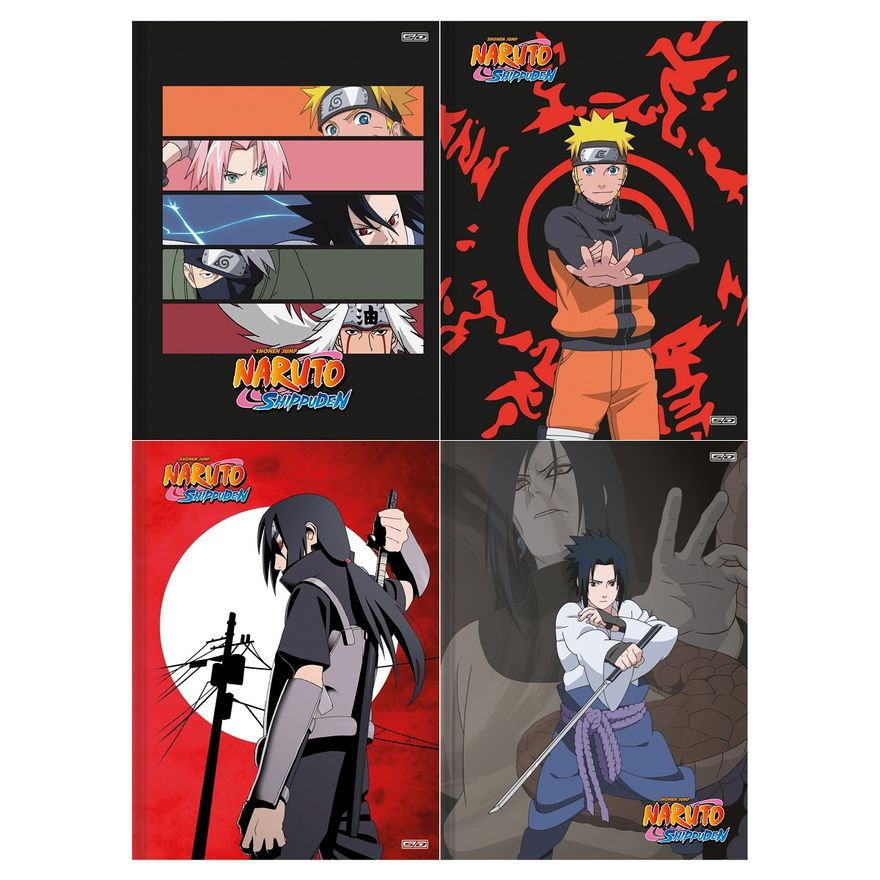 Kit 5 Cadernos Naruto Shippuden + Caderno Desenho Naruto - SD - Ri Happy