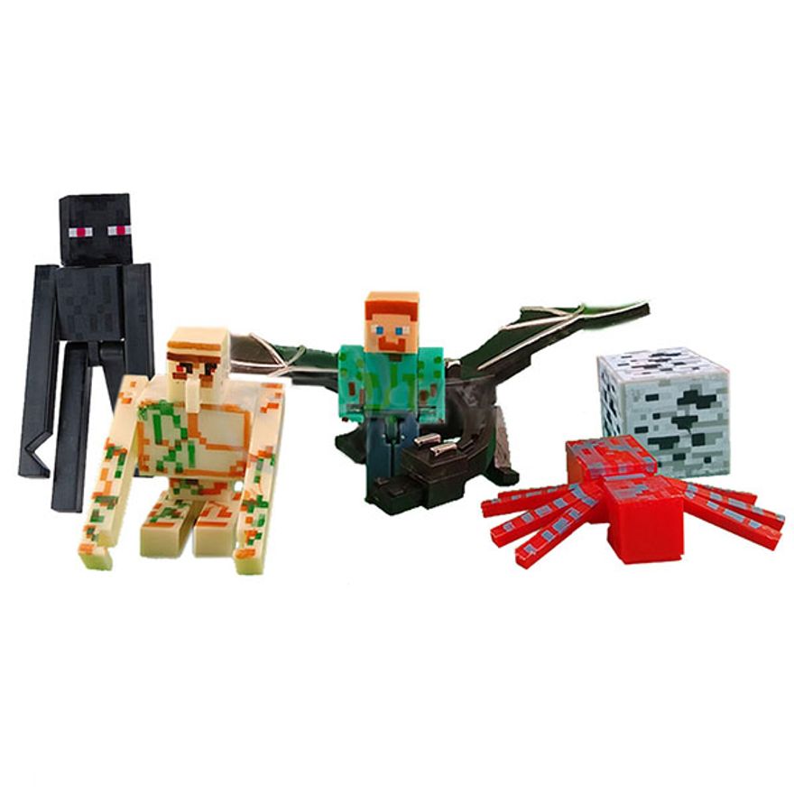 Kit 8 Bonecos Blocos De Montar Minecraft Brinquedos Coleção
