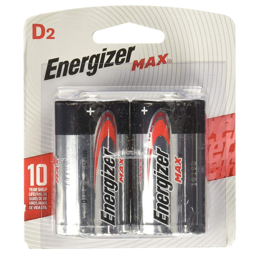 pilhas alcalinas lr20 grande d2 cartela com 2 unidades energizer max 64164 Frente