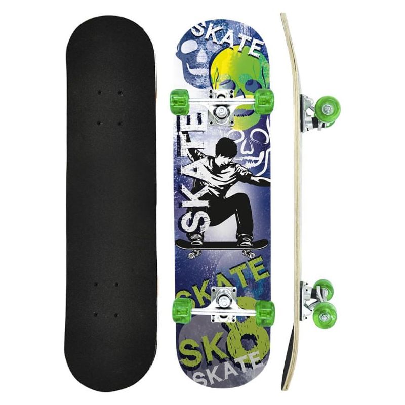 Skateboard de madeira com caixa, conjunto de jogos esportivos para