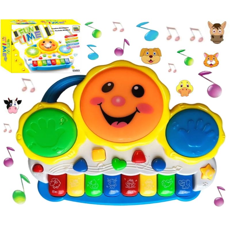 Piano Infantil Musical Animais Fazendinha Cor