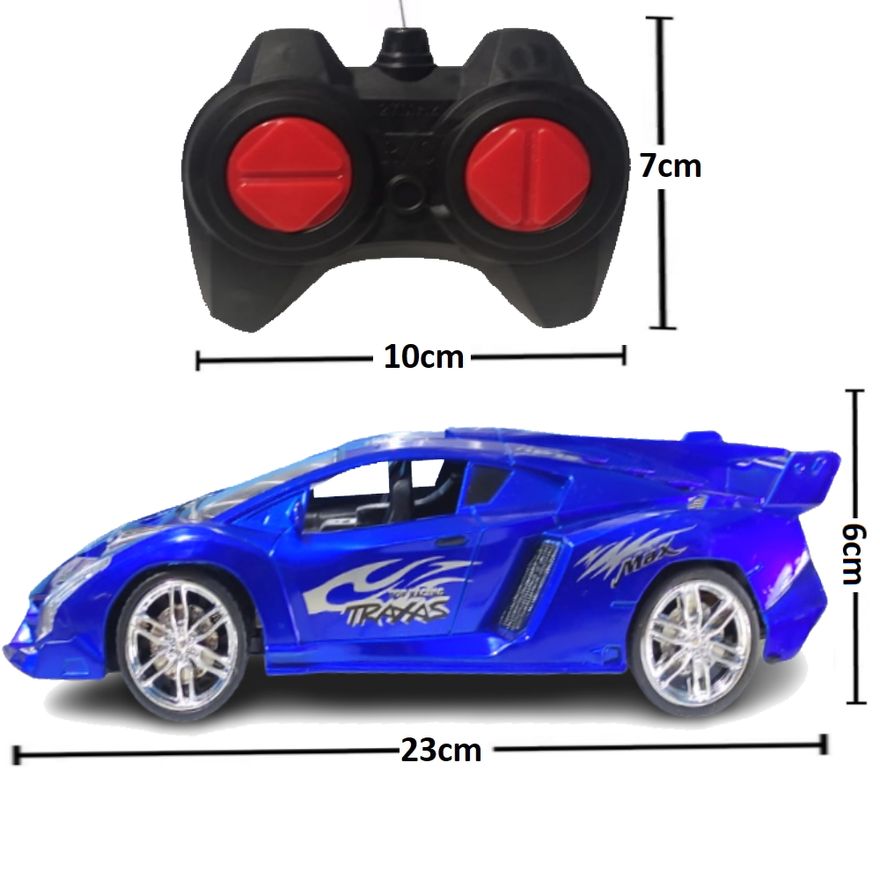 Carro Carrinho Esportivo De Corrida Controle Remoto Azul Para
