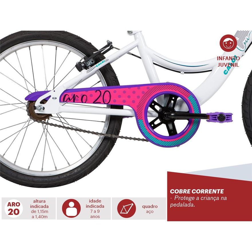 Bicicleta ARO 20 - Barbie - Branca - Caloi - Ri Happy