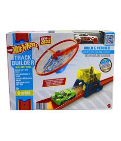 Pista de Percurso e Veículo - Hot Wheels - Track Builder - Looping Dividido  - Mattel