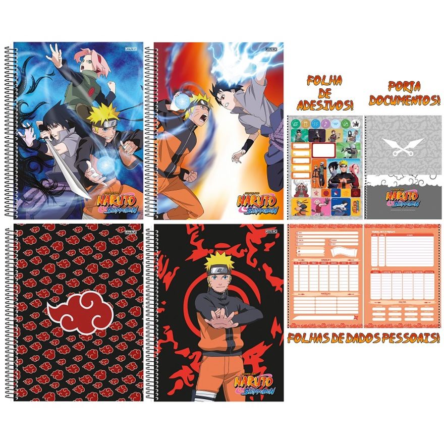 Kit 5 Cadernos Naruto Shippuden + Caderno Desenho Naruto - SD - Ri Happy