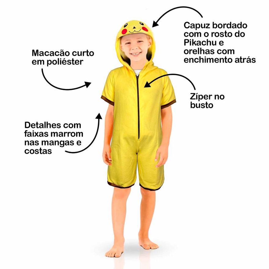 Fantasia Pikachu Infantil Pijama Kigurumi Curto do Pokémon - P 3 - 4 - Ri  Happy