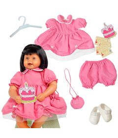 Kit Roupa Boneca Reborn 46/56Cm 6 Itens Vestido Poá Casinha