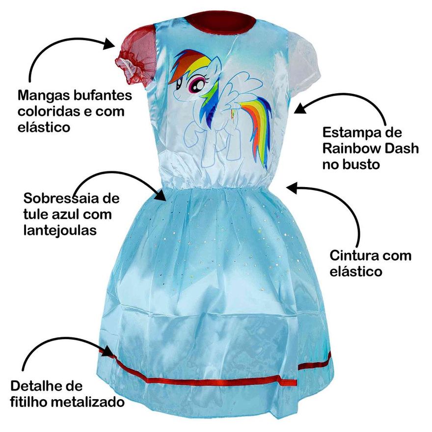 Fantasia My Little Pony Infantil Azul Vestido Equestria Girls