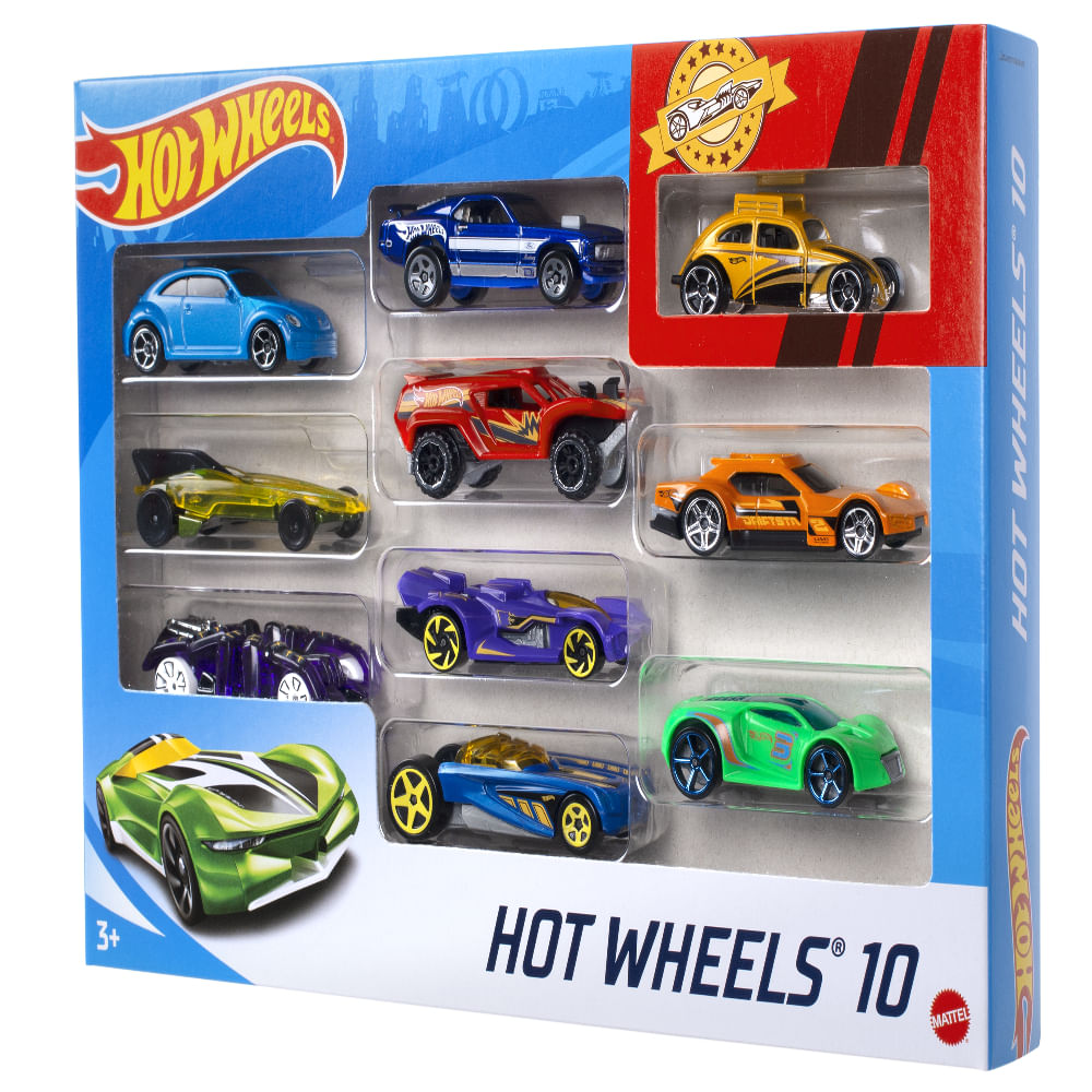 Conjunto de Veiculos Hot Wheels Pacote com 10 Carros Surpresa Mattel 0