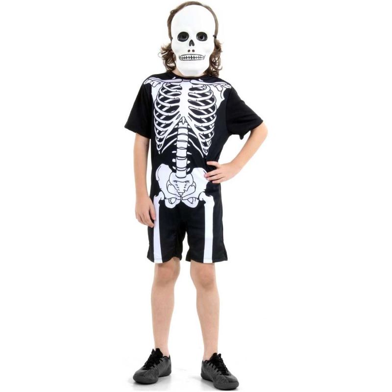 Fantasia Infantil Esqueleto Caveira com Máscara Dia das Bruxas