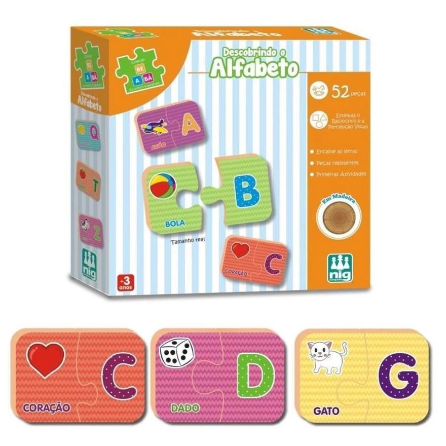 Jogo Educativo - Madeira - Crescer - Alfabeto - 48 Letras - Nig Brinquedos  - Ri Happy