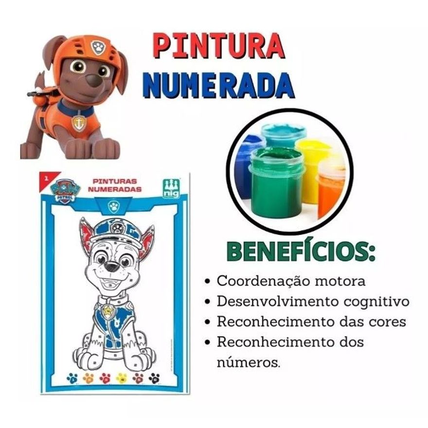 Kit Atividade Patrulha Canina Pintura E Jogo Educativo - Nig