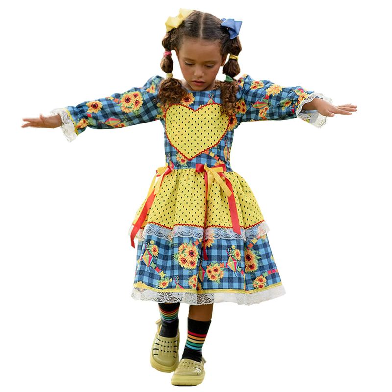 Vestido Infantil Princesa Cinderela Azul Manga Longa / Roupas De  Aniversário Para Crianças